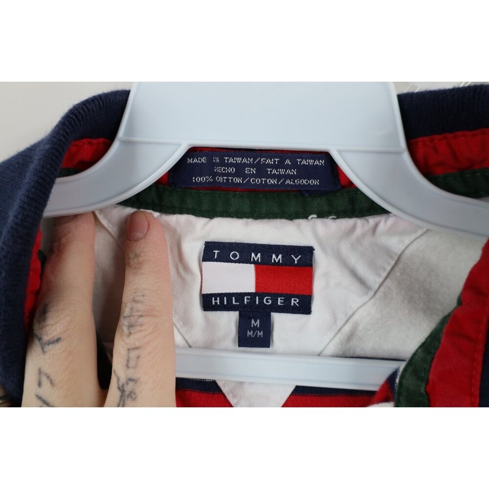 Vintage 90s Tommy Hilfiger Mens Medium Striped Color Block Rugby Polo Shirt - Picture 8 of 14